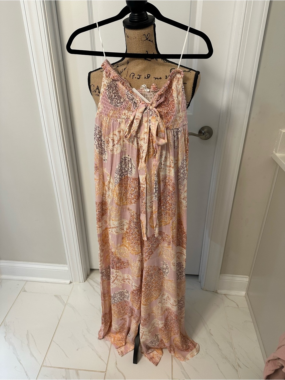 Timing Pink and Cream Floral Tie-Front jumpsuit M. NWT
